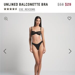 *NWT* SKIMS Unlined Balconette Bra - Onyx - 34C - Never Worn